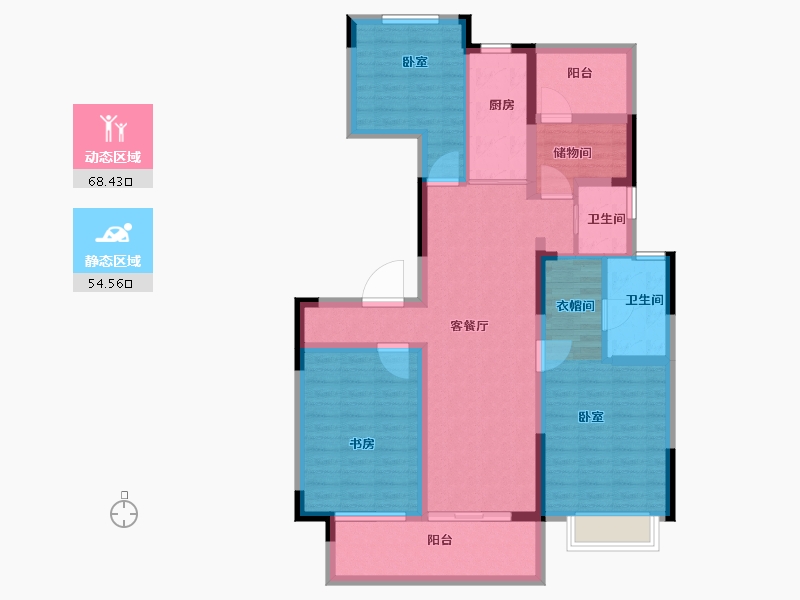 安徽省-合肥市-高速时代御府-109.01-户型库-动静分区