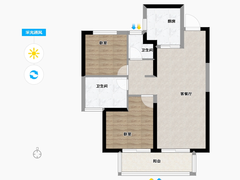 河南省-郑州市-融侨悦城-71.00-户型库-采光通风