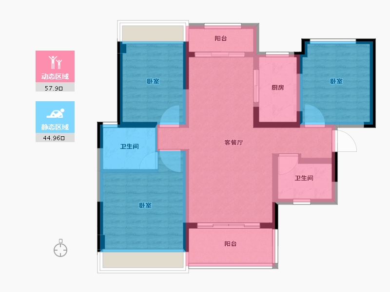 河南省-郑州市-雅居乐云南原乡-91.04-户型库-动静分区