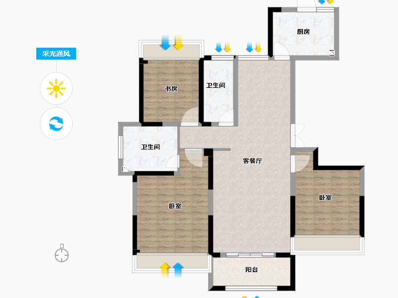 浙江省-绍兴市-星尚悦湖-114.00-户型库-采光通风