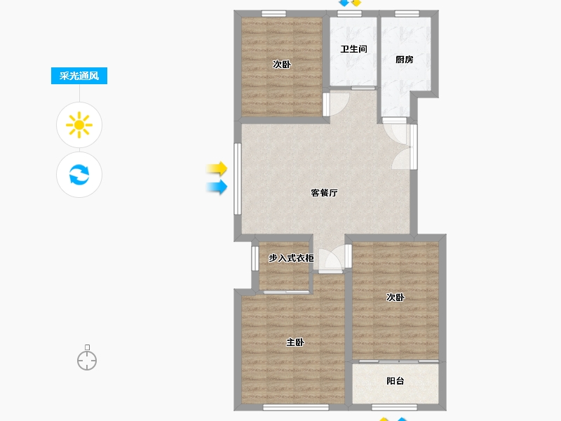 山东省-潍坊市-华安凤凰嘉苑-87.60-户型库-采光通风