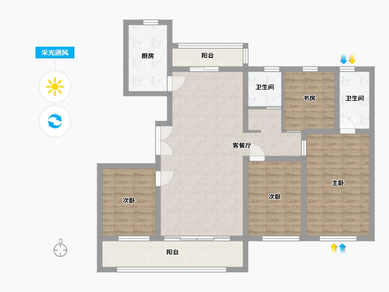 山东省-潍坊市-龙港育秀园-115.97-户型库-采光通风