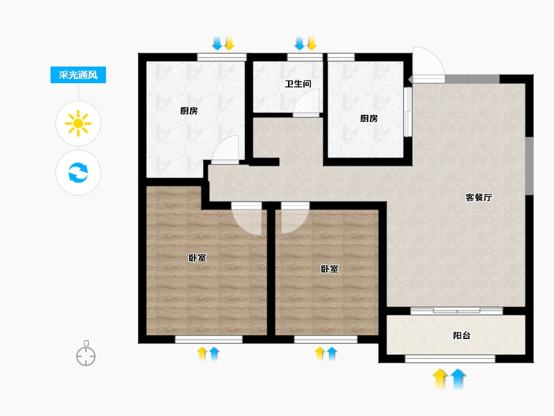 山东省-菏泽市-天华新天地-94.00-户型库-采光通风