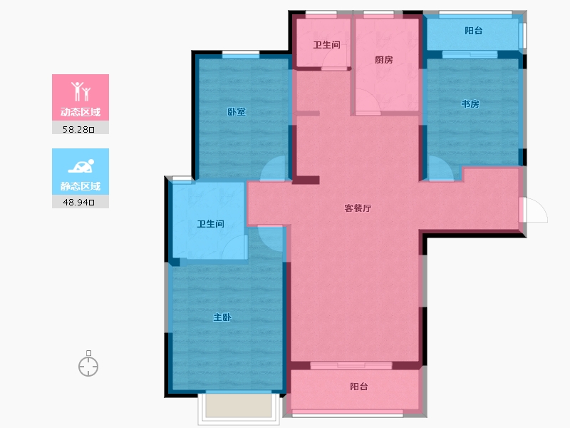 河南省-安阳市-多伦公园里-95.96-户型库-动静分区