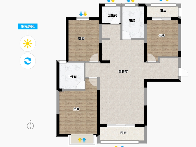 河南省-安阳市-多伦公园里-95.96-户型库-采光通风