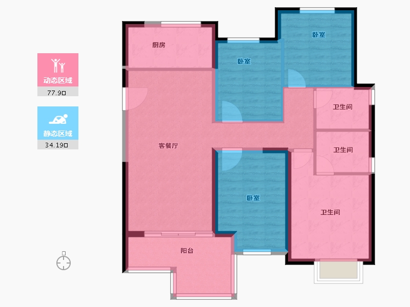 河南省-新乡市-蓝光凤湖长岛国际社区-100.60-户型库-动静分区