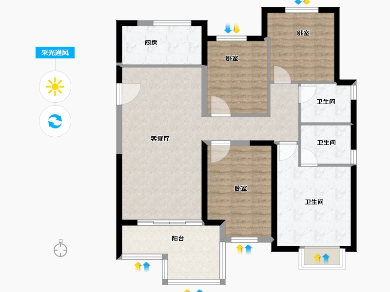 河南省-新乡市-蓝光凤湖长岛国际社区-100.60-户型库-采光通风