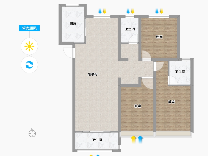 河南省-安阳市-新城国际三期-101.90-户型库-采光通风