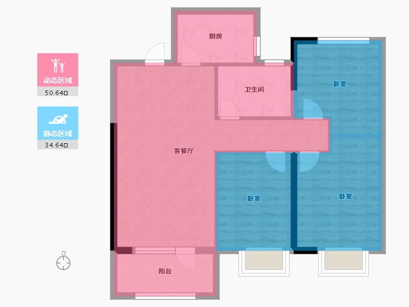 山东省-烟台市-中节能朗庭-76.47-户型库-动静分区