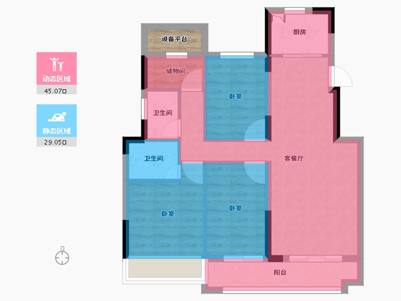 安徽省-合肥市-力高澜湖前城-67.16-户型库-动静分区