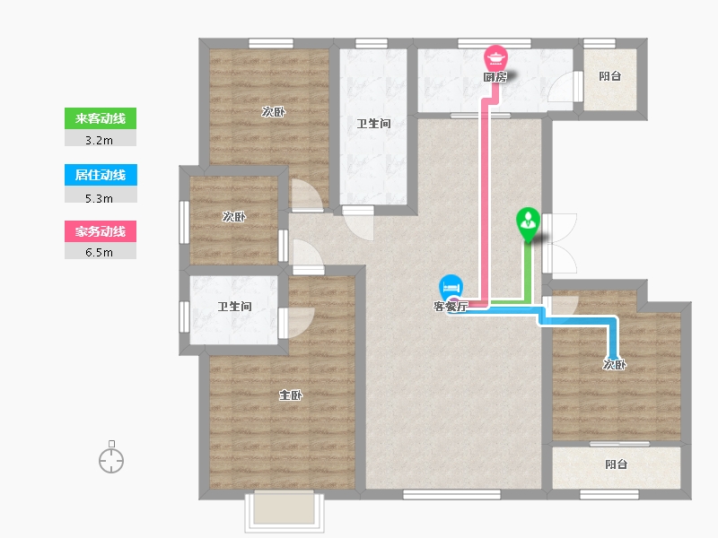 山东省-潍坊市-中房幸福名都-107.13-户型库-动静线