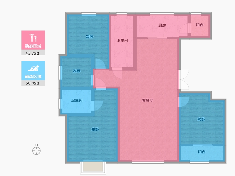 山东省-潍坊市-中房幸福名都-107.13-户型库-动静分区