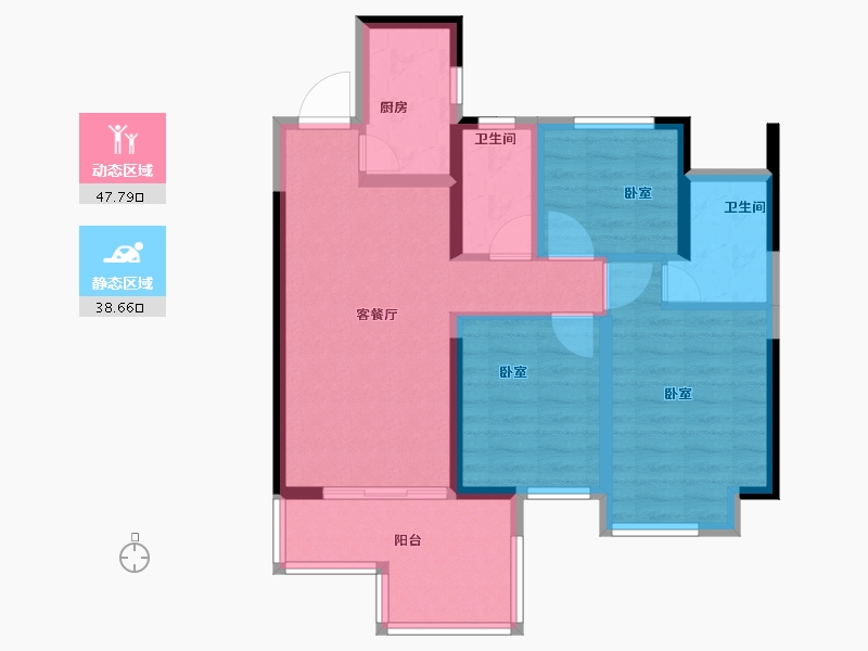 河南省-新乡市-蓝光凤湖长岛国际社区-76.34-户型库-动静分区