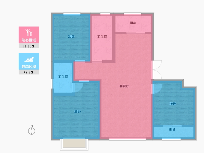 山东省-潍坊市-中房幸福名都-89.60-户型库-动静分区