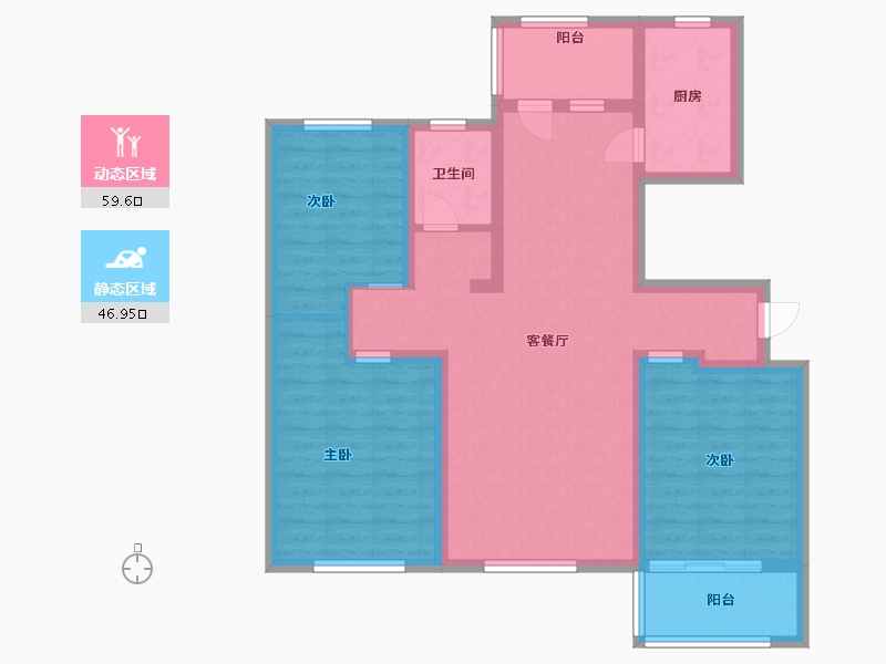 山东省-潍坊市-峡山·凤栖第-94.40-户型库-动静分区