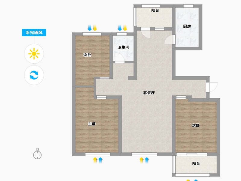 山东省-潍坊市-峡山·凤栖第-94.40-户型库-采光通风