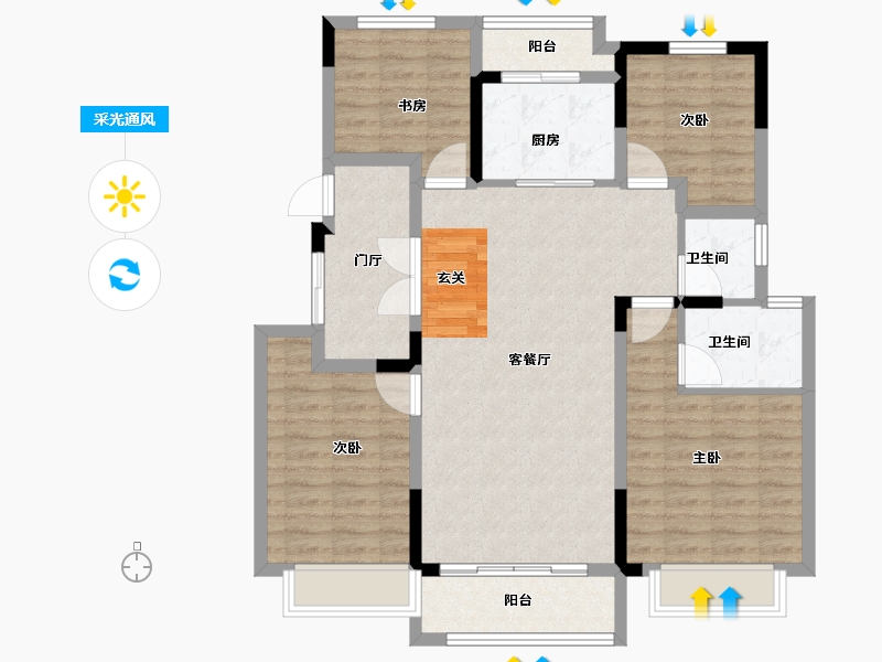 安徽省-滁州市-高速公园壹号-104.00-户型库-采光通风