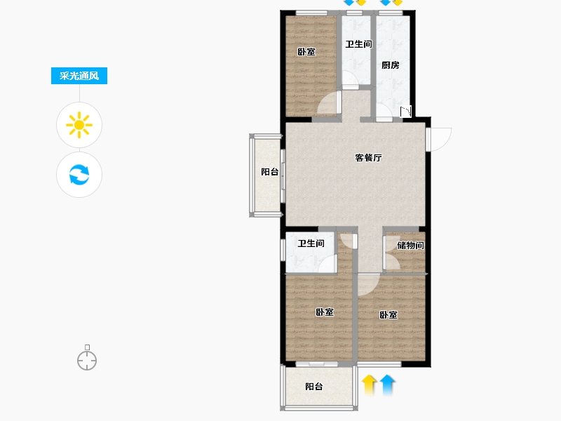 河南省-洛阳市-万富熙悦城-112.53-户型库-采光通风