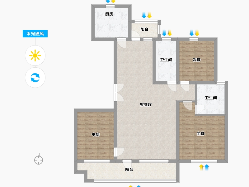 山东省-青岛市-盈创板桥华府-101.99-户型库-采光通风