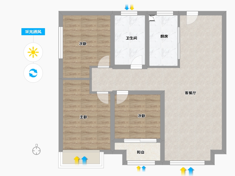 山东省-济南市-鸿府公馆-74.20-户型库-采光通风