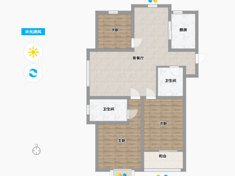 山东省-青岛市-明翠雅居-99.00-户型库-采光通风