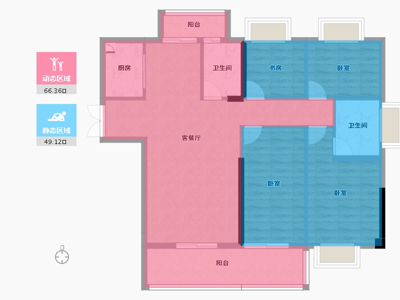 福建省-龙岩市-武平福景公园壹号-104.33-户型库-动静分区