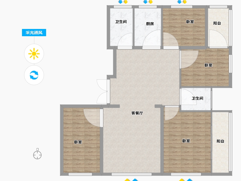 山东省-菏泽市-格兰云天-138.00-户型库-采光通风