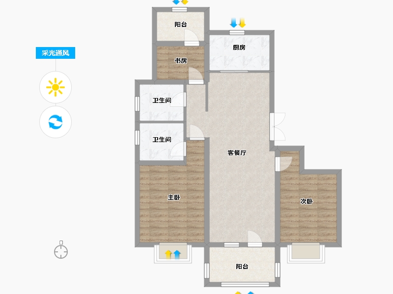 山东省-青岛市-绿阳锦绣城-89.00-户型库-采光通风