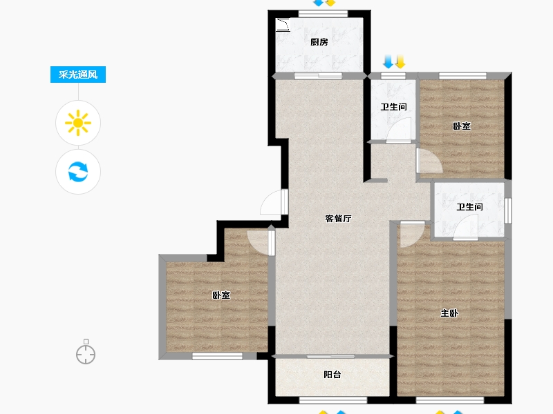 山东省-烟台市-金地浅山艺境玺湖-104.00-户型库-采光通风