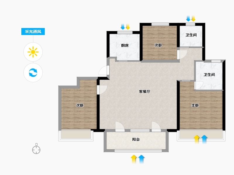 山东省-潍坊市-湖畔樾山-112.00-户型库-采光通风