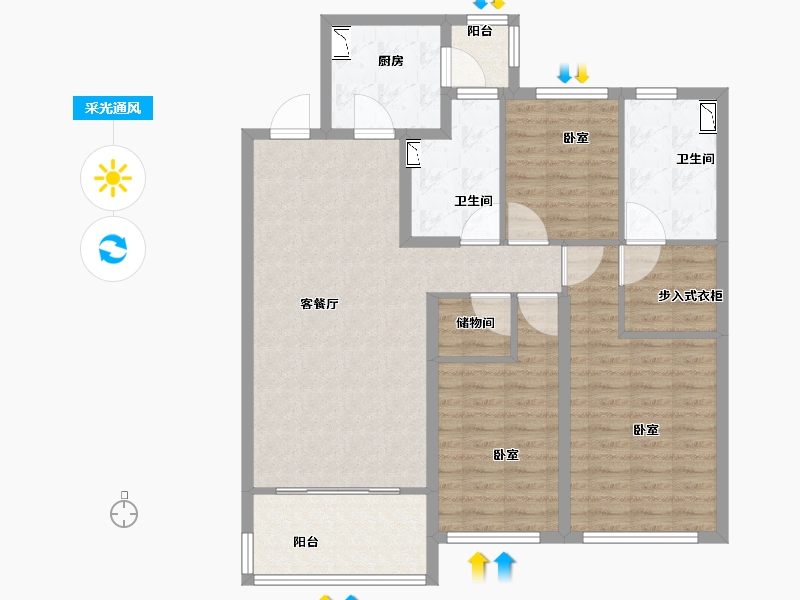 山东省-菏泽市-恒大绿洲-108.06-户型库-采光通风