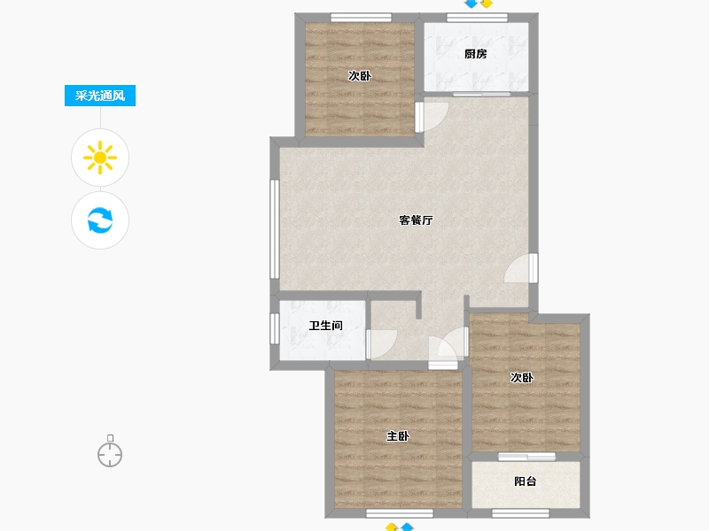 山东省-潍坊市-峡山·凤栖第-81.60-户型库-采光通风