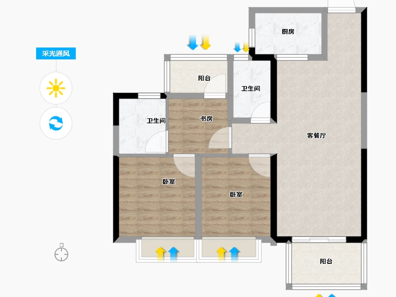 浙江省-绍兴市-和雍锦世家-82.00-户型库-采光通风