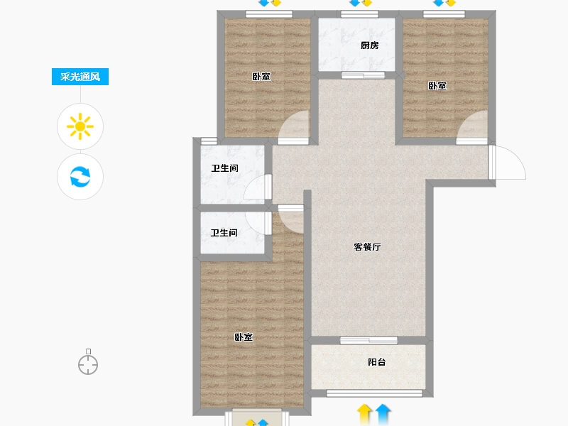 河南省-新乡市-新乡天宝华庭-99.07-户型库-采光通风