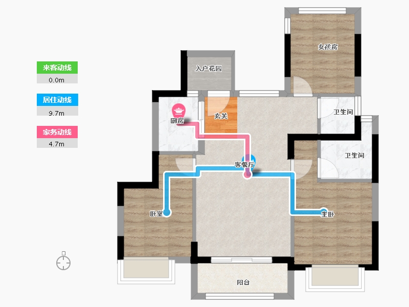 福建省-漳州市-碧桂园公园上城-71.29-户型库-动静线