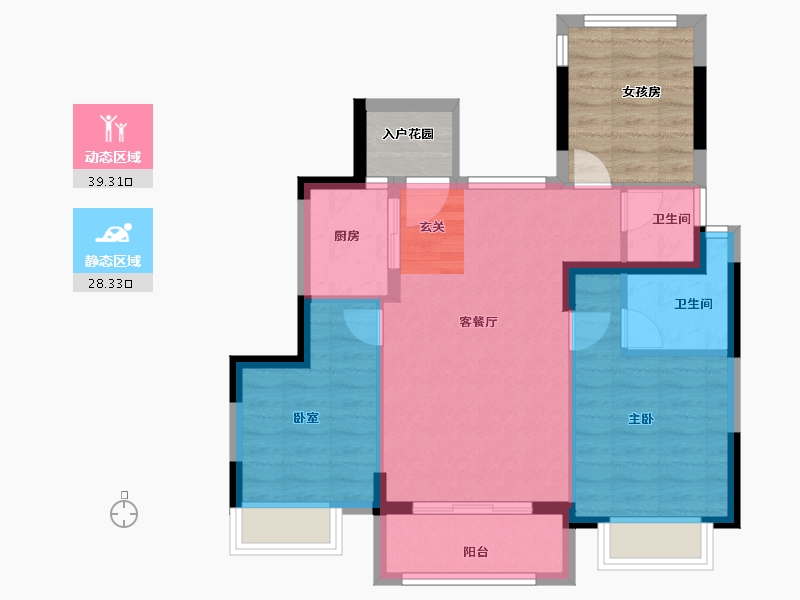 福建省-漳州市-碧桂园公园上城-71.29-户型库-动静分区