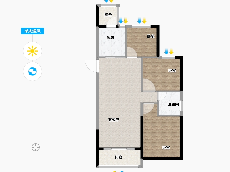 河南省-郑州市-恒大城-91.75-户型库-采光通风