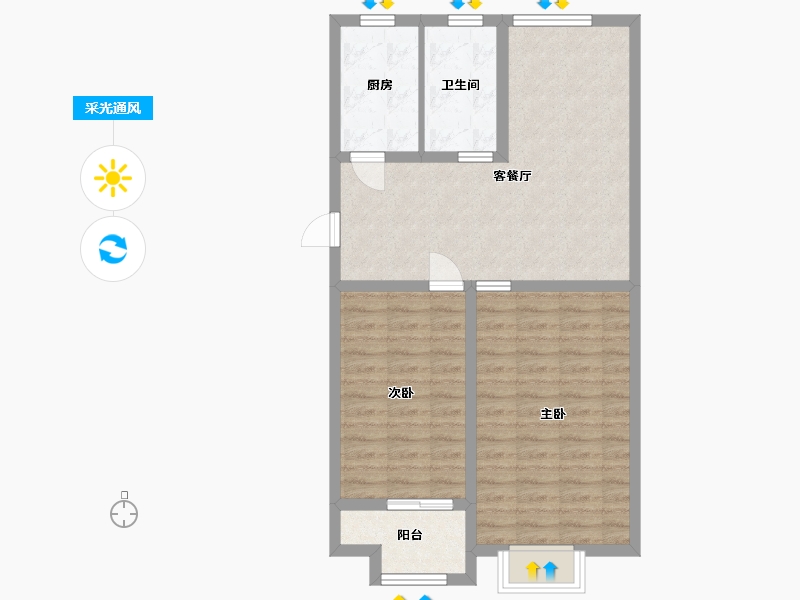 山东省-潍坊市-紫金园翡翠花园-72.81-户型库-采光通风