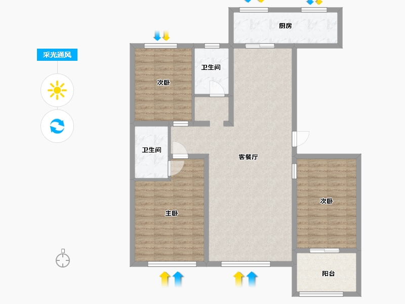 山东省-潍坊市-中房幸福名都-109.60-户型库-采光通风