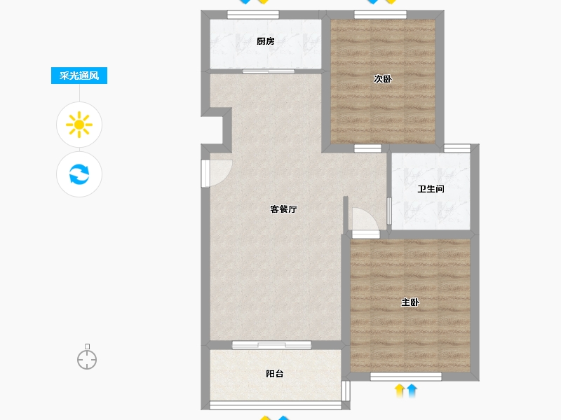 山东省-潍坊市-峡山·凤栖第-70.40-户型库-采光通风