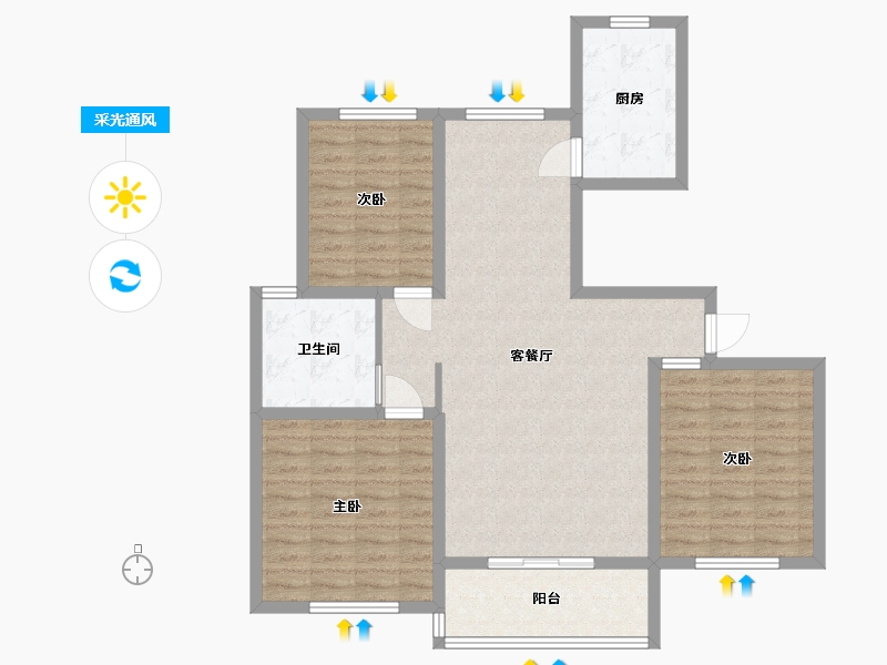 山东省-潍坊市-峡山·凤栖第-99.20-户型库-采光通风