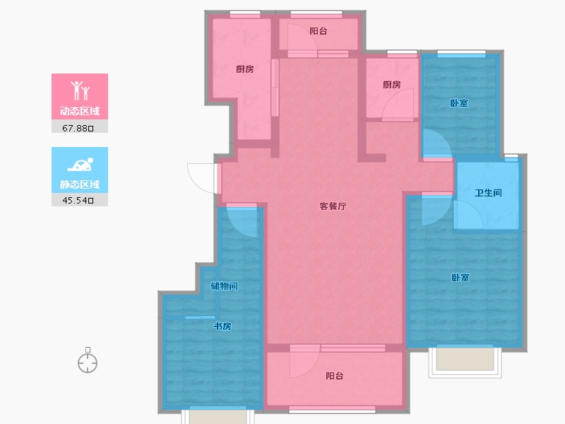 山东省-烟台市-远洋东莱郡-100.40-户型库-动静分区