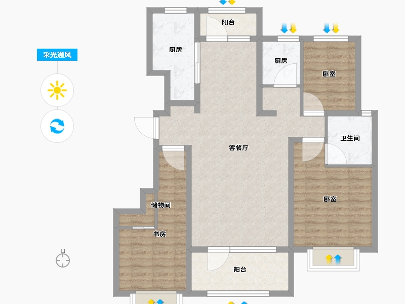 山东省-烟台市-远洋东莱郡-100.40-户型库-采光通风