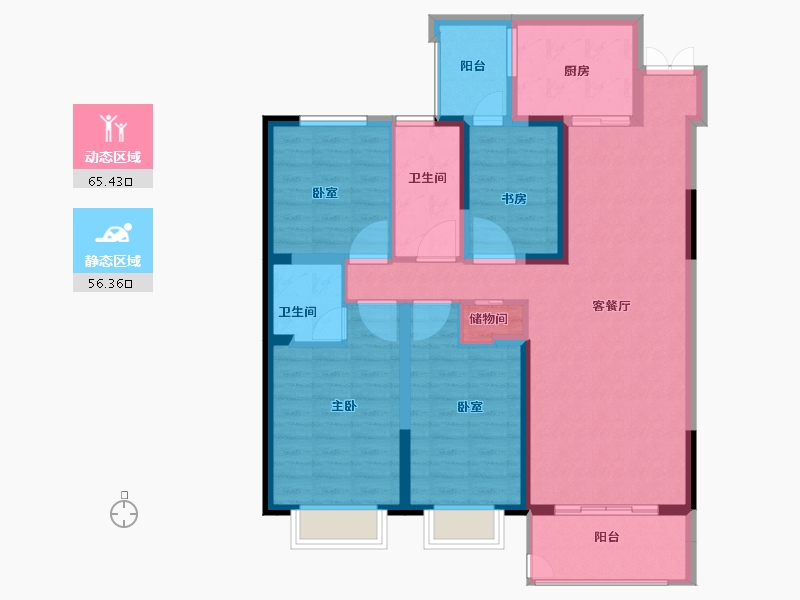 河南省-洛阳市-恒泰中心-108.84-户型库-动静分区