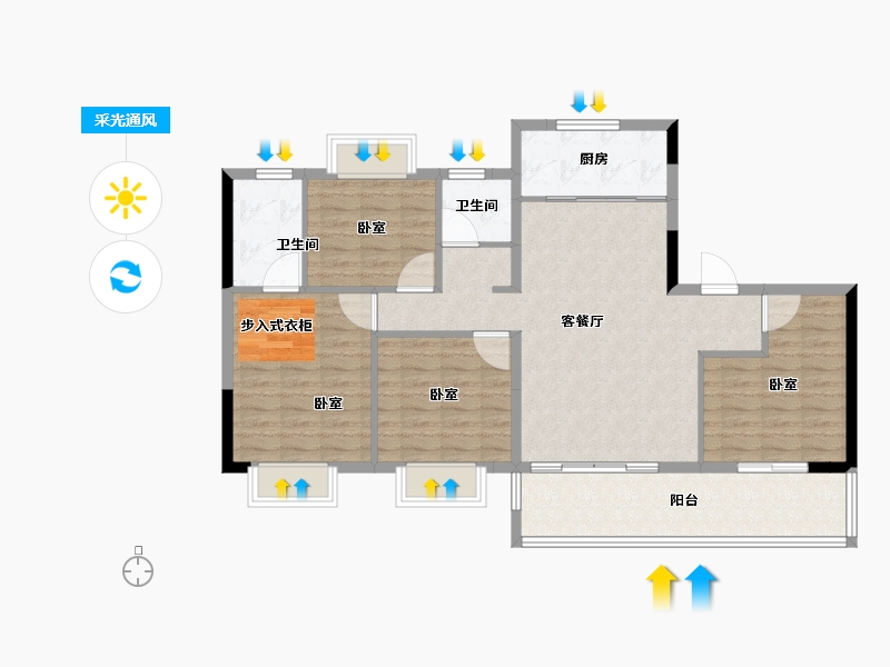 福建省-莆田市-三盛·中梁|璞悦风华-105.00-户型库-采光通风