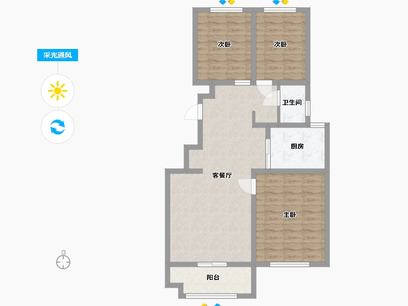 山东省-潍坊市-中房幸福名都-83.00-户型库-采光通风