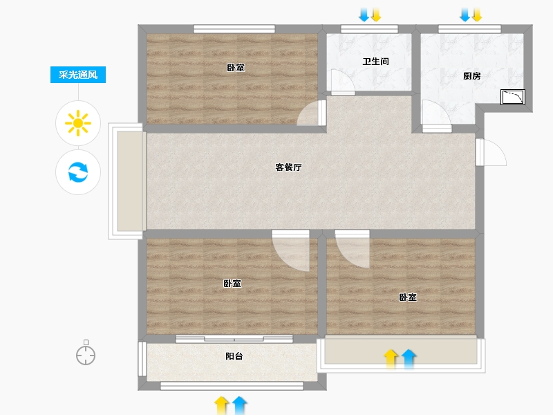 山东省-菏泽市-军威舜馨苑-84.00-户型库-采光通风