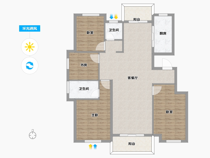 山东省-枣庄市-水发·颐和园-120.02-户型库-采光通风