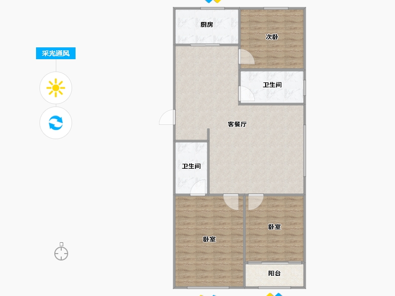 山东省-烟台市-鑫发小区东区-101.06-户型库-采光通风