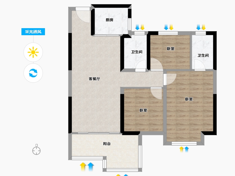 河南省-新乡市-蓝光凤湖长岛国际社区-85.50-户型库-采光通风